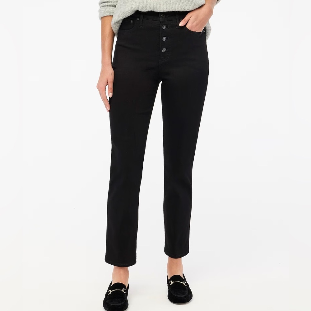 J. Crew High-Rise Black Straight Jeans